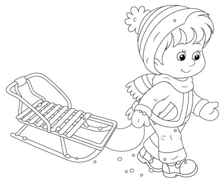Сани раскраска для детей