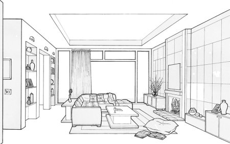 Эскиз гостиной комнаты