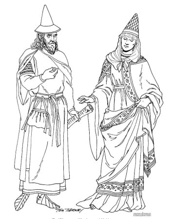 Одежда средневековья раскраска