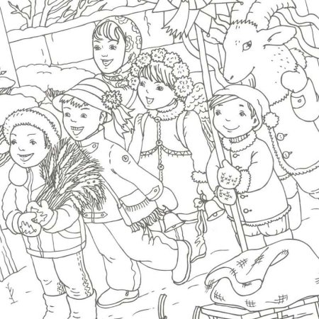 Рождественские колядки раскраска