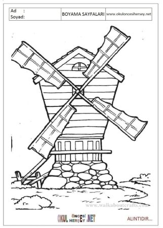 Ветряная мельница раскраска