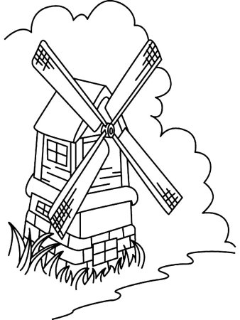 Ветряная мельница раскраска
