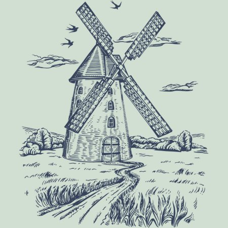 Мельница раскраска