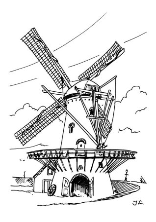 Мельница раскраска