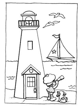 Маяк контурный рисунок