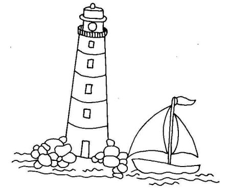 Маяк раскраска для детей