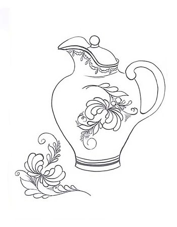 Гжельская роспись кувшин раскраска