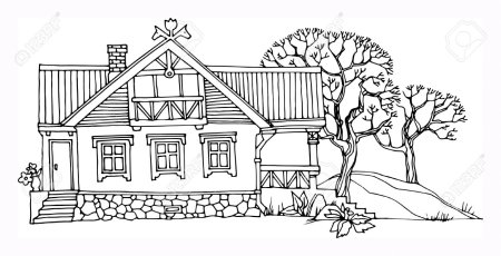 Раскраска сельский дом