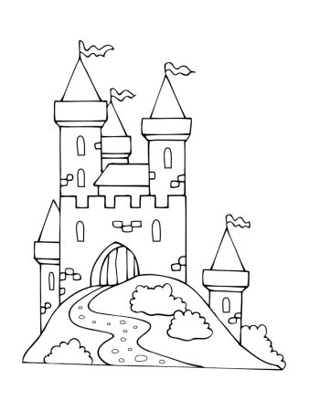 Замок раскраска для детей