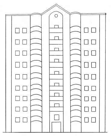 Многоэтажный дом раскраска