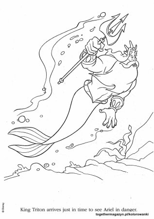 Царь Тритон из Русалочки раскраски