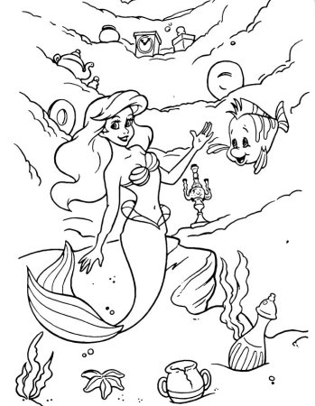 Раскраска принцессы Ариэль Тритон