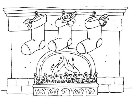 Новогодний камин раскраска