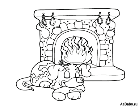 Камин раскраска для детей
