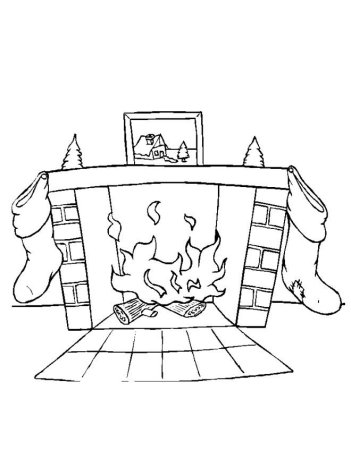 Рисунок камина на стене