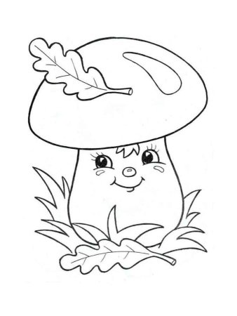 Гриб раскраска для малышей