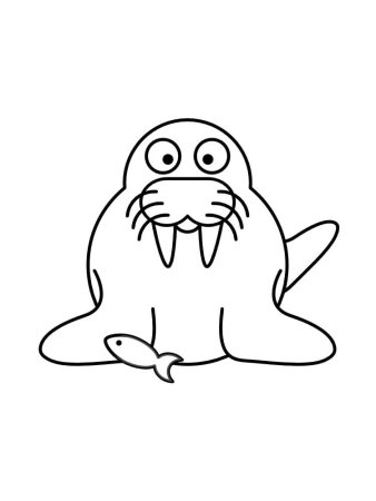 Раскраска морж мультяшный