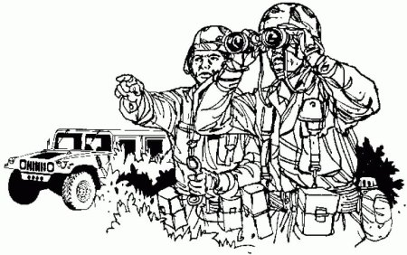 Раскраска военные солдаты