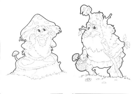 Сказочный гриб раскраска