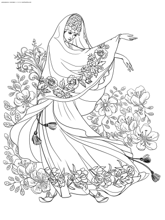 Раскраска индийская девушка