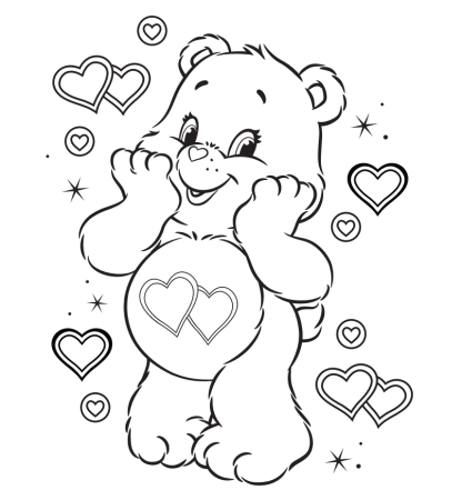 Раскраска мишка с сердечком