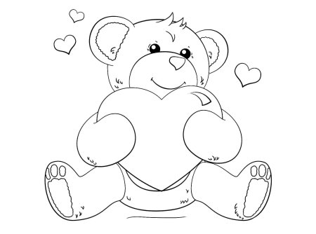 Раскраска Медвежонок с сердечком