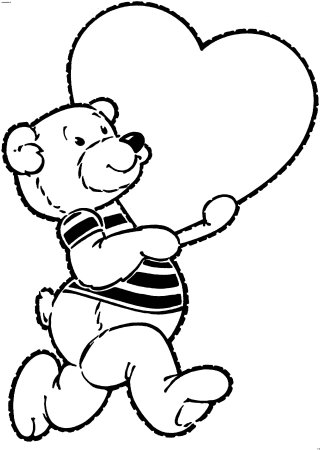 Раскраска Медвежонок с сердечком