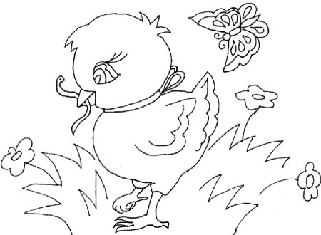 Цыпленок картинка для детей раскраска