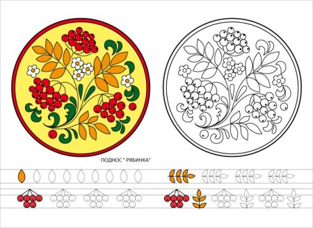 Хохломская тарелка раскраска
