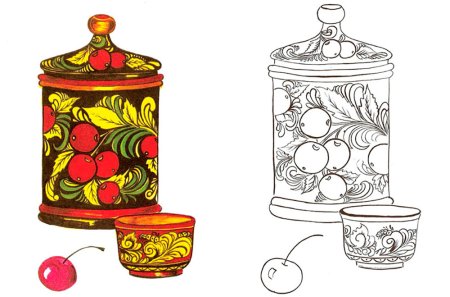 Хохломская роспись сахарница раскраска