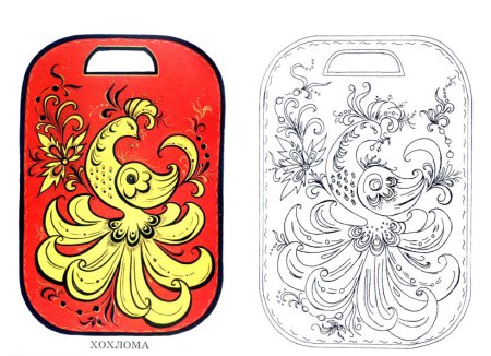 Трафареты посуды для хохломской росписи для дошкольников