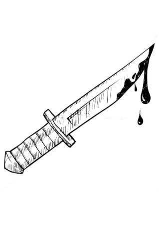 Нож с кровью рисунок карандашом
