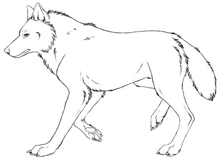 Раскраска волк и Луна