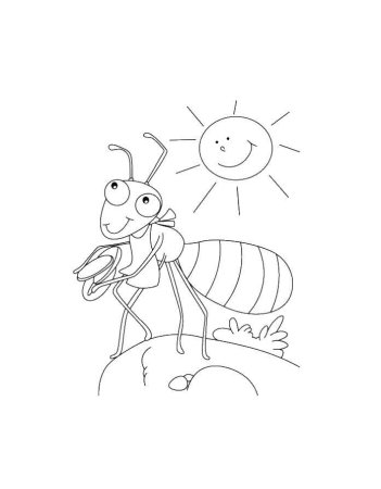 Стрекоза и муравей раскраска