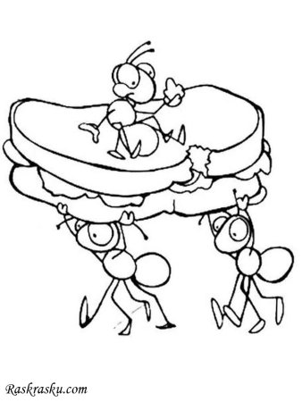 Стрекоза и муравей раскраска