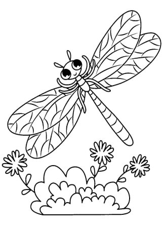 Раскраска Стрекоза мультяшная