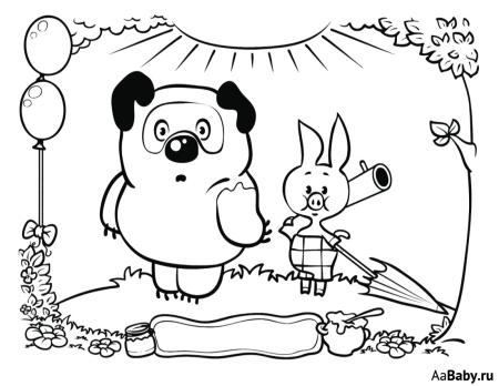 Раскраска Винни пух и Пятачок