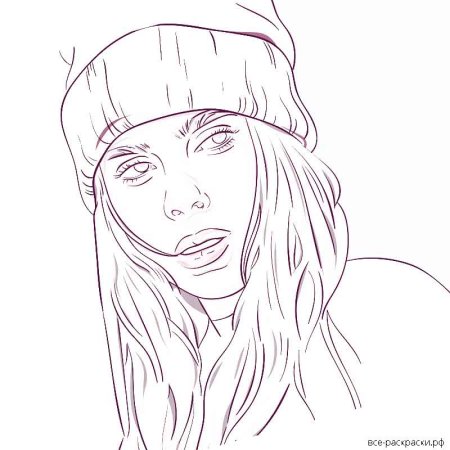 Раскраска девушка в шапке