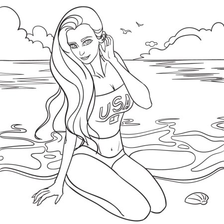 Рисунок девушки для копирования