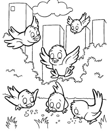 Птичка раскраска для детей