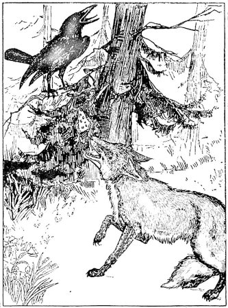 Раскраски к басне ворона и лисица для детей