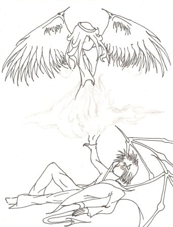 Раскраска ангела и демона