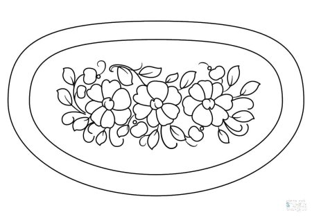Жостовская роспись раскраска тарелка