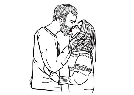 Раскраска влюбленная пара