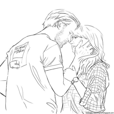 Раскраска парень и девушка