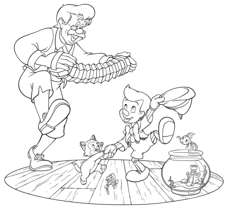 Раскраска Буратино с азбукой