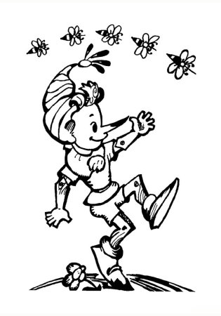 Раскраска Буратино и папа Карло