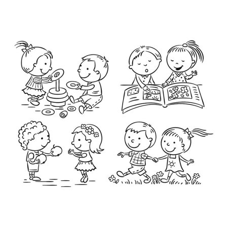 Школьник вектор чб