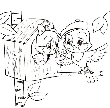 Раскраска скворечник для детей 2-3 лет