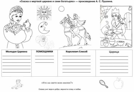 Семь богатырей раскраска